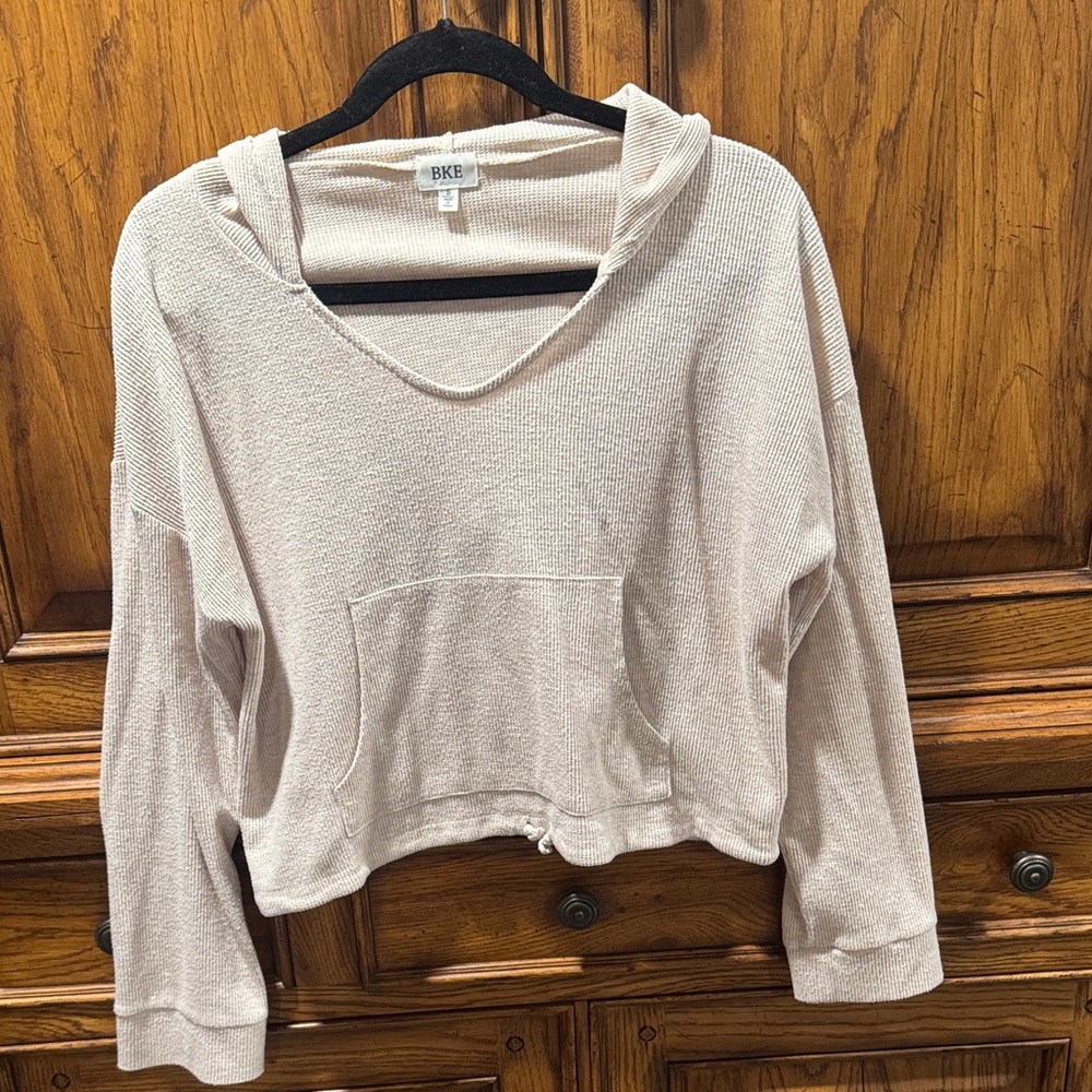 BKE Women's Beige Hooded Sweatshirt